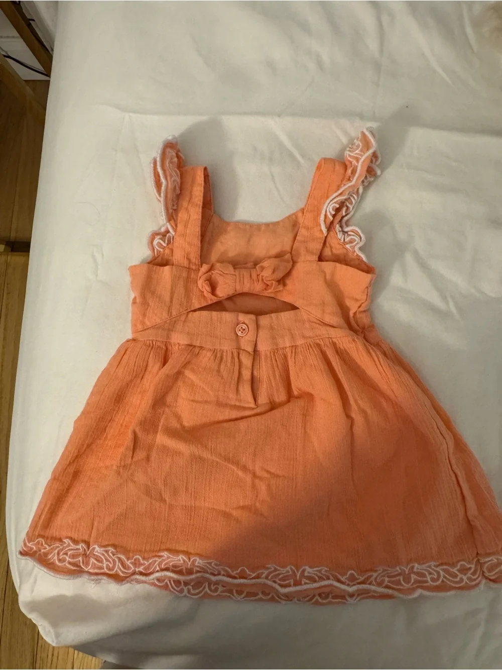 Janie and Jack Embroidered Cotton Dress | Peach/Coral | 6–12 Months